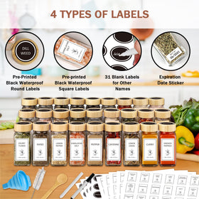 Aliggbent drawer-friendly spice jars reduce clutter and simplify measuring.