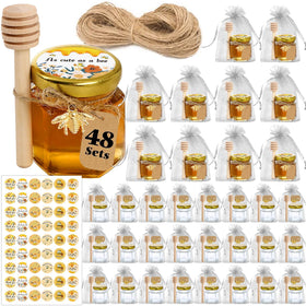 Aliggbent hexagon honey jar with lid, ideal for wedding favors