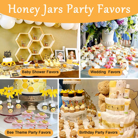 Aliggbent honey jar stickers and bee charms add charm