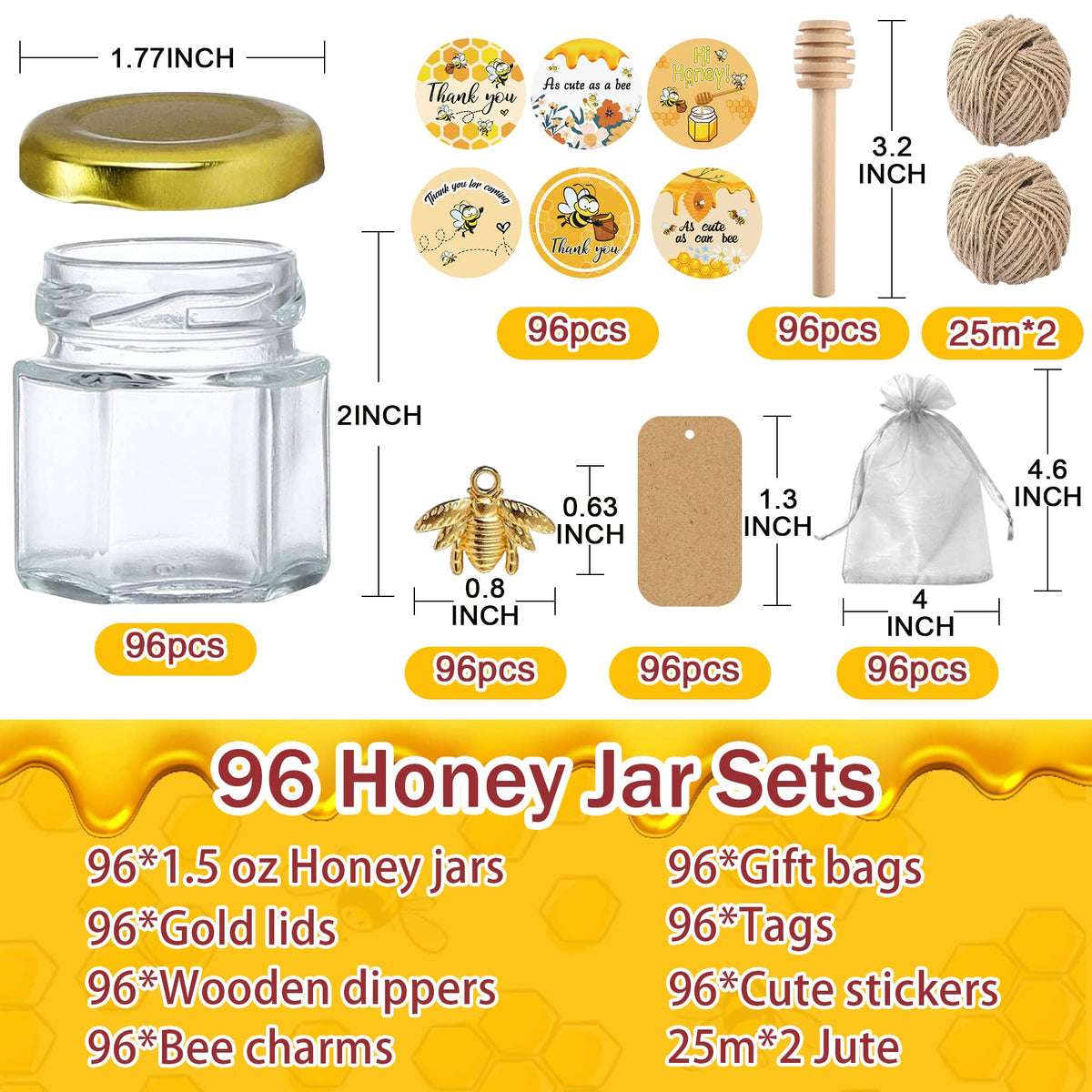Aliggbent mini honey jars with lids provide airtight freshness for gifts and crafts.