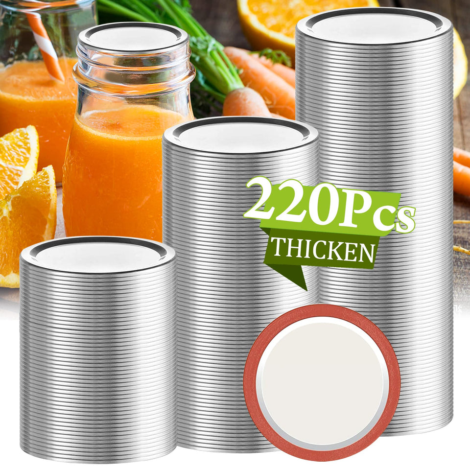 Aliggbent regular mouth lids 220-pack 70mm for airtight seal and fresh preserves.