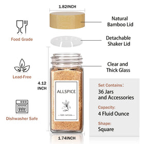 Aliggbent square spice bottles with shaker lids for precise cooking.