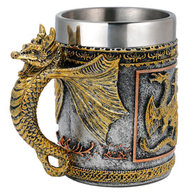 alikiki dragon mug showcases gothic dragon and Celtic chains for bold tabletop decor.