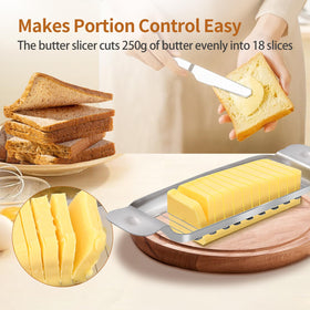 ALIKITCN slicer cutting butter from a block to reduce waste
