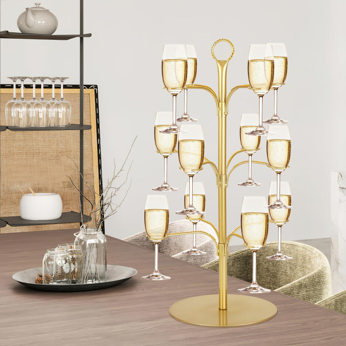 ALIMOTA Metal construction provides sturdy glassware display