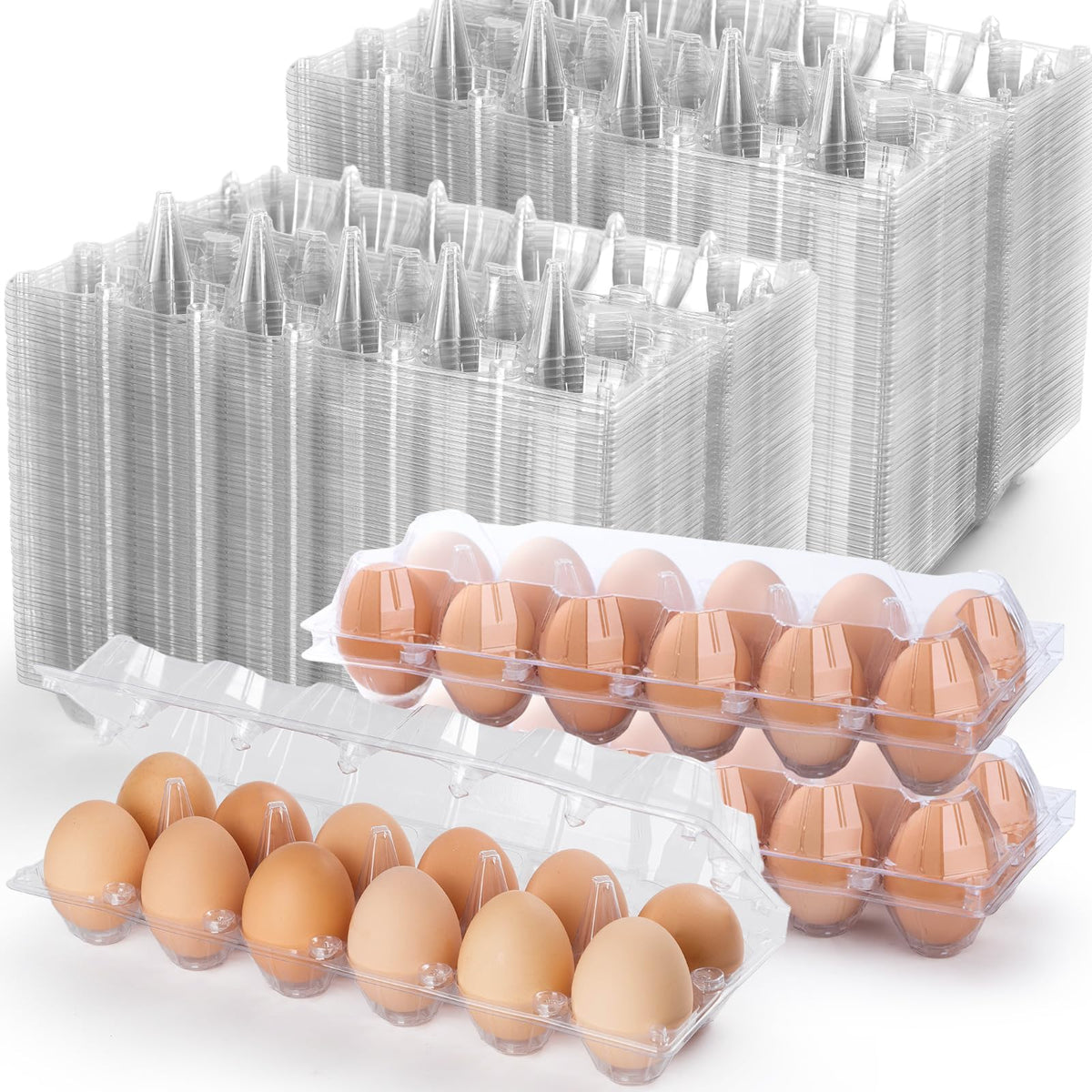 ALISWAT 12-count egg carton with transparent lid for easy egg inspection