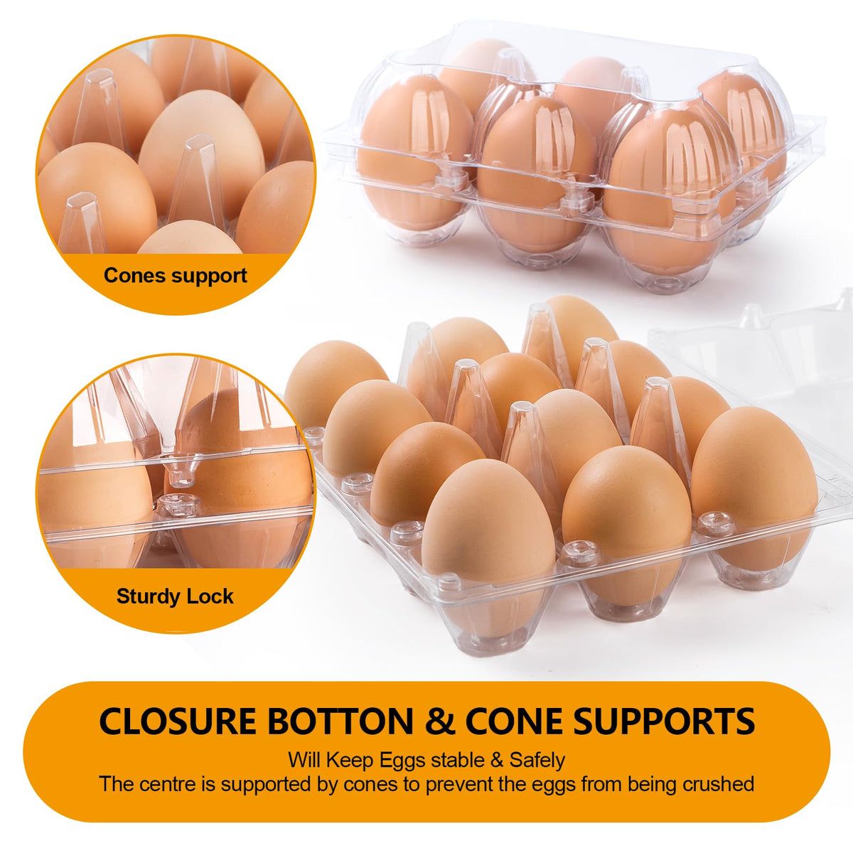 ALISWAT stackable egg cartons save fridge space while keeping eggs secure.