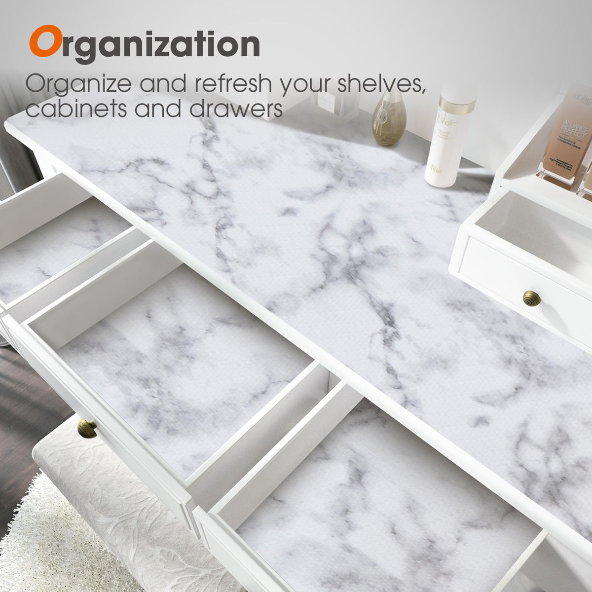 In the kitchen, ALIUNI liner provides grip and organization in cabinets.