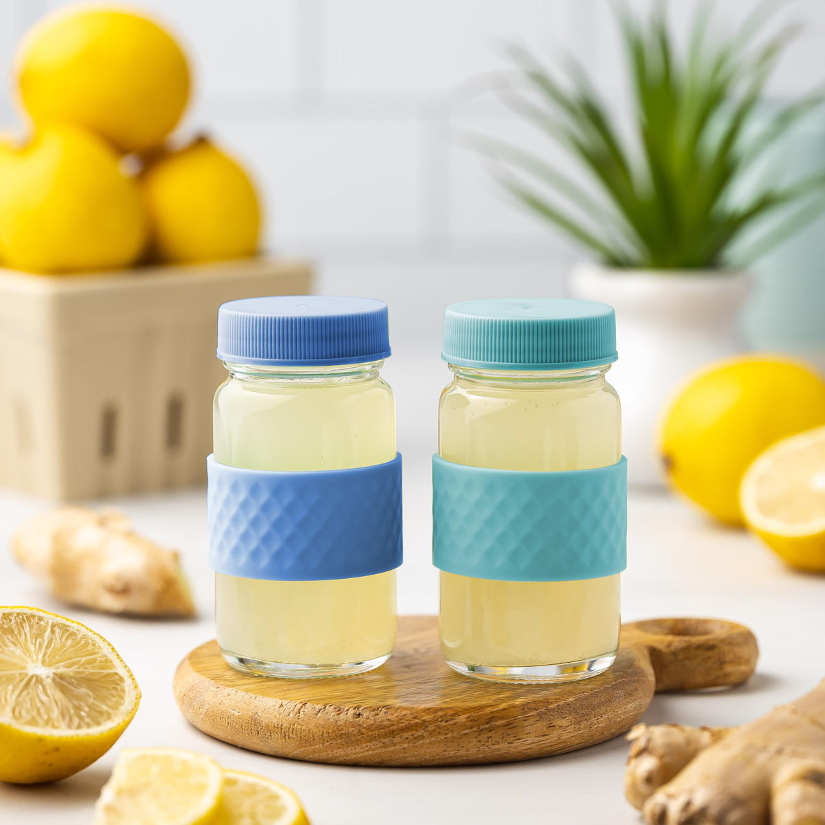 All About Juicing color-coded lids for batch differentiation and organization.