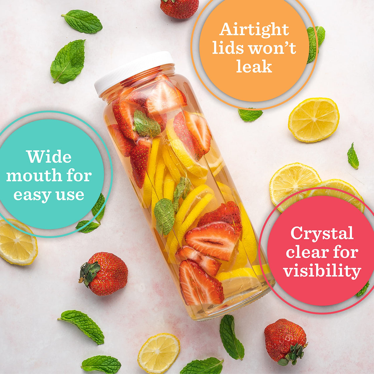 All About Juicing glass bottles are dishwasher safe for quick cleanup after blends.