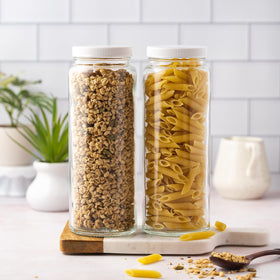 All About Juicing glass bottles offer a tall design you can use as a pitcher.