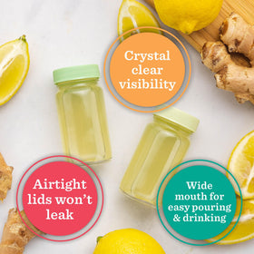All About Juicing 2oz bottle with colored lids for organized flavors
