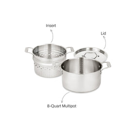 All-Clad 8-qt multipot in-use-stove demonstrates induction readiness