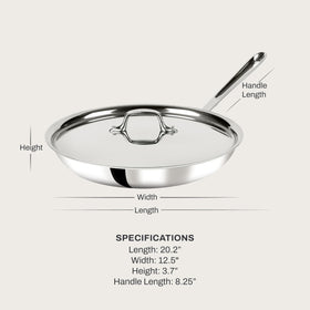 All-Clad D3 12-inch fry pan top view showing wide surface for cooking