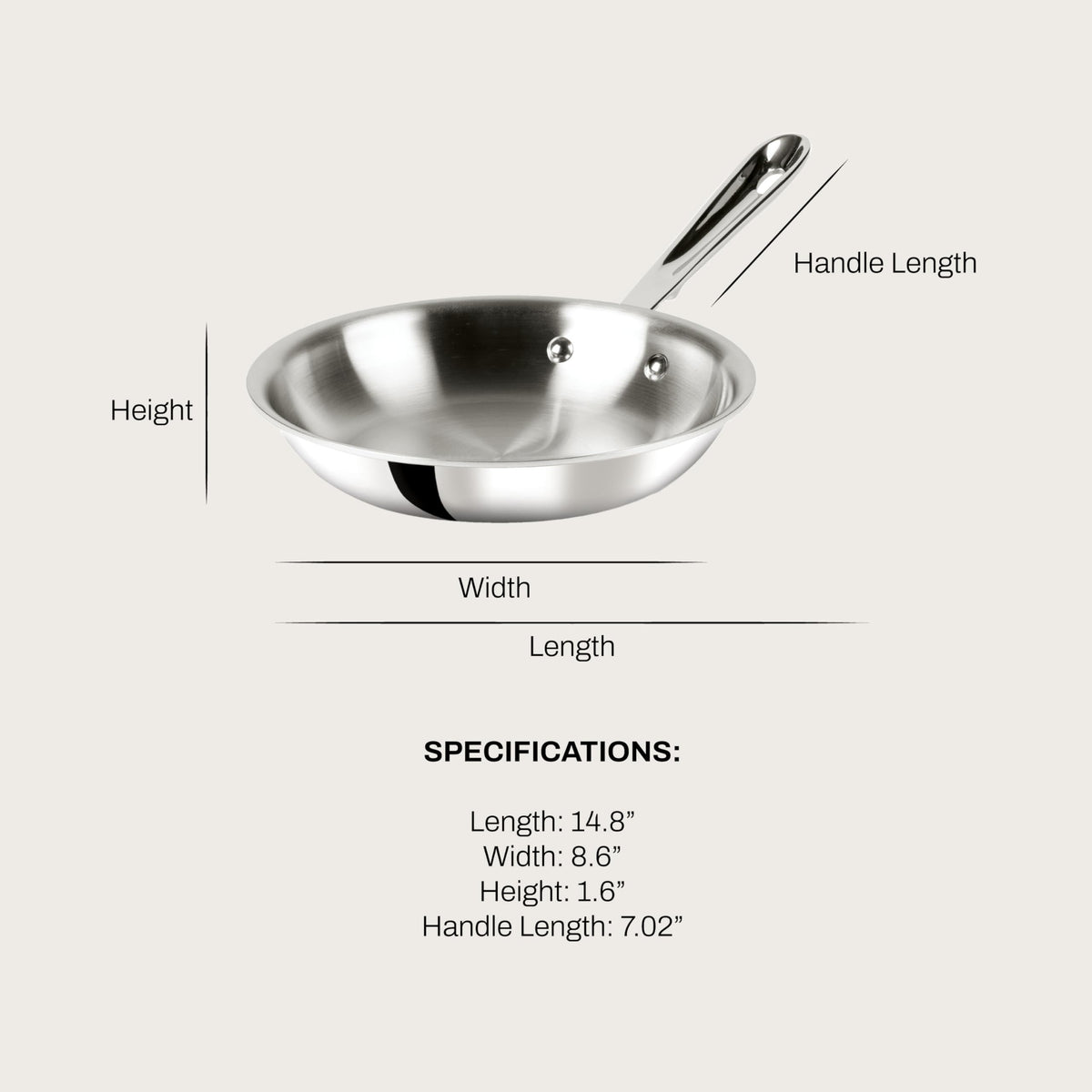 All-Clad D3 3-ply aluminum-core design emphasizes even heat distribution