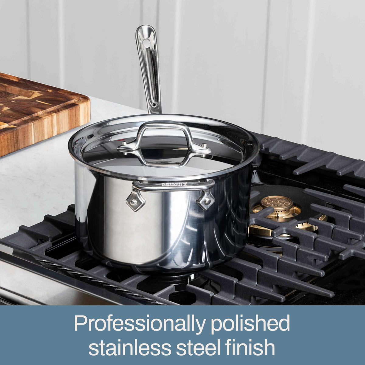 All-Clad D3 3-ply construction emphasizes fast, even heating for sauces.