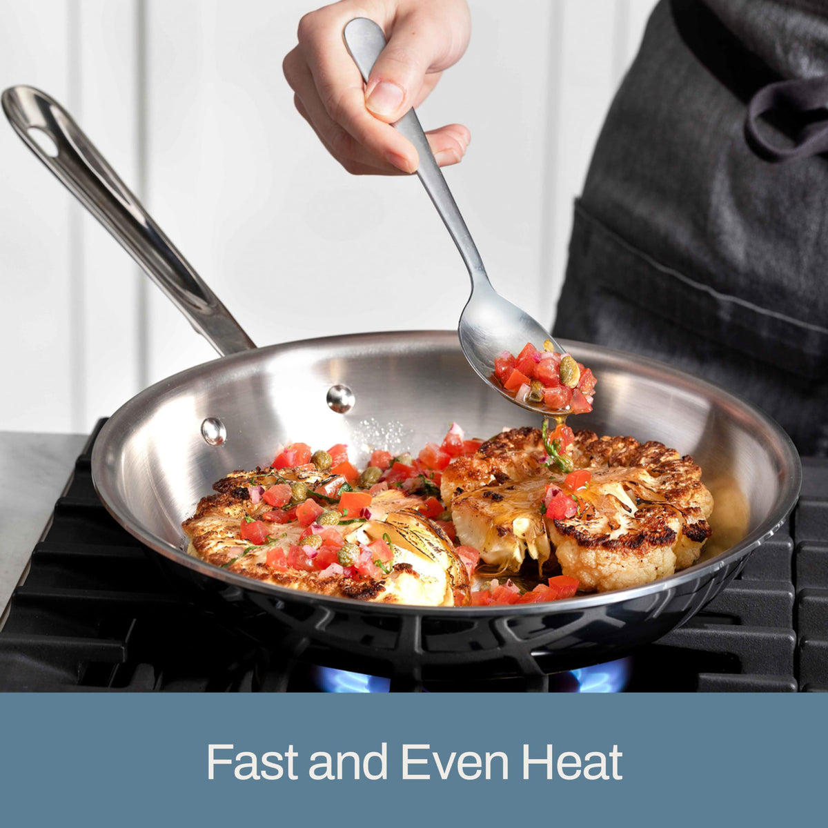 All-Clad D3 3-quart sauté pan with lid for searing and deglazing.