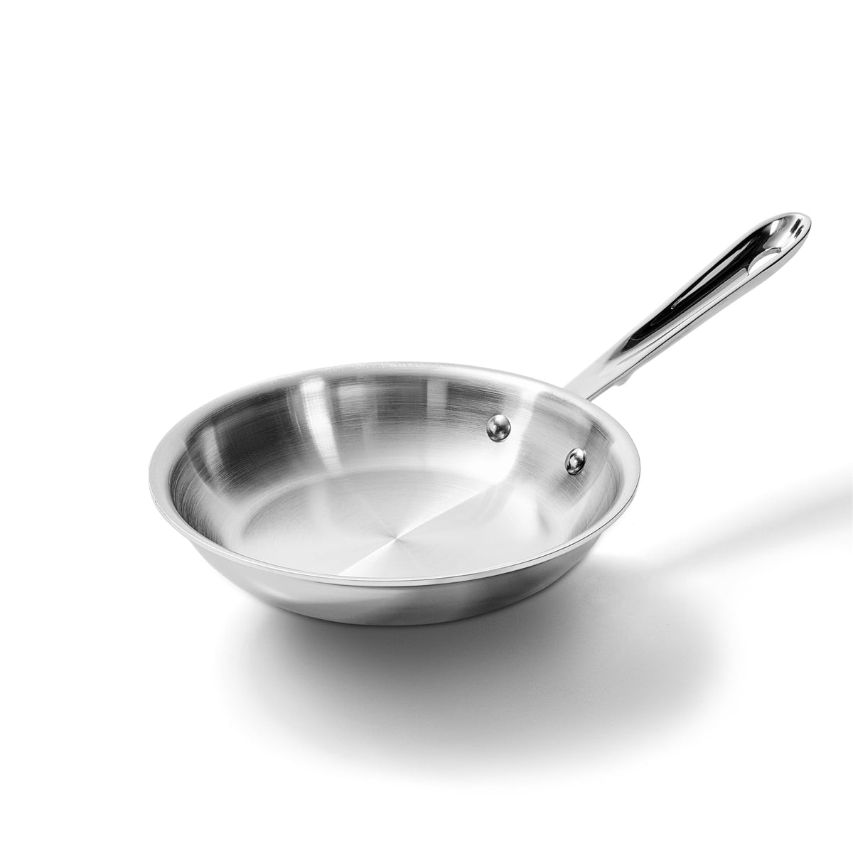 All-Clad D3 8-inch fry pan top view for even searing and easy flipping