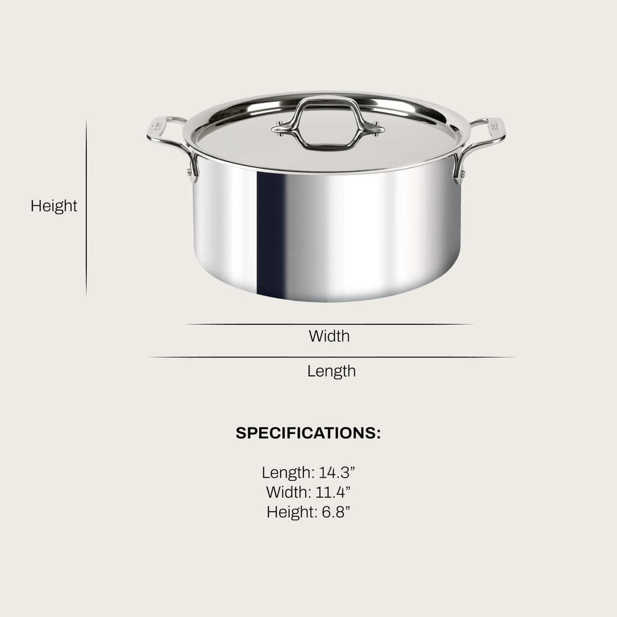 All-Clad D3 8-Quart Stockpot side view showing even heat distribution