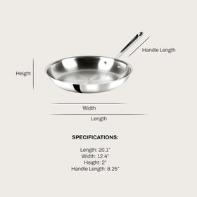 All-Clad D3 fry pan handle closeup showing secure grip for precise flipping