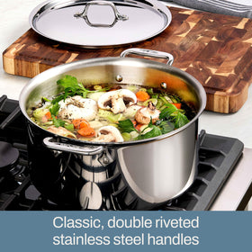 All-Clad D3 riveted handle design provides balanced control.