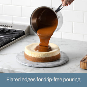 All-Clad D3 sauce pan with lid off for versatile sauces and evaporation control.