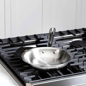 All-Clad D3 stainless tri-ply core delivers fast, even heat.