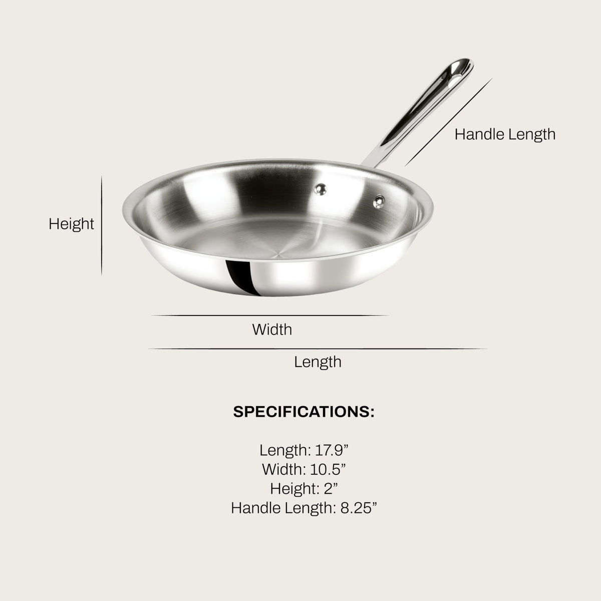 All-Clad D3 10in fry pan with flared sides for easy turning.