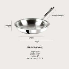 All-Clad D3 10in fry pan with flared sides for easy turning.