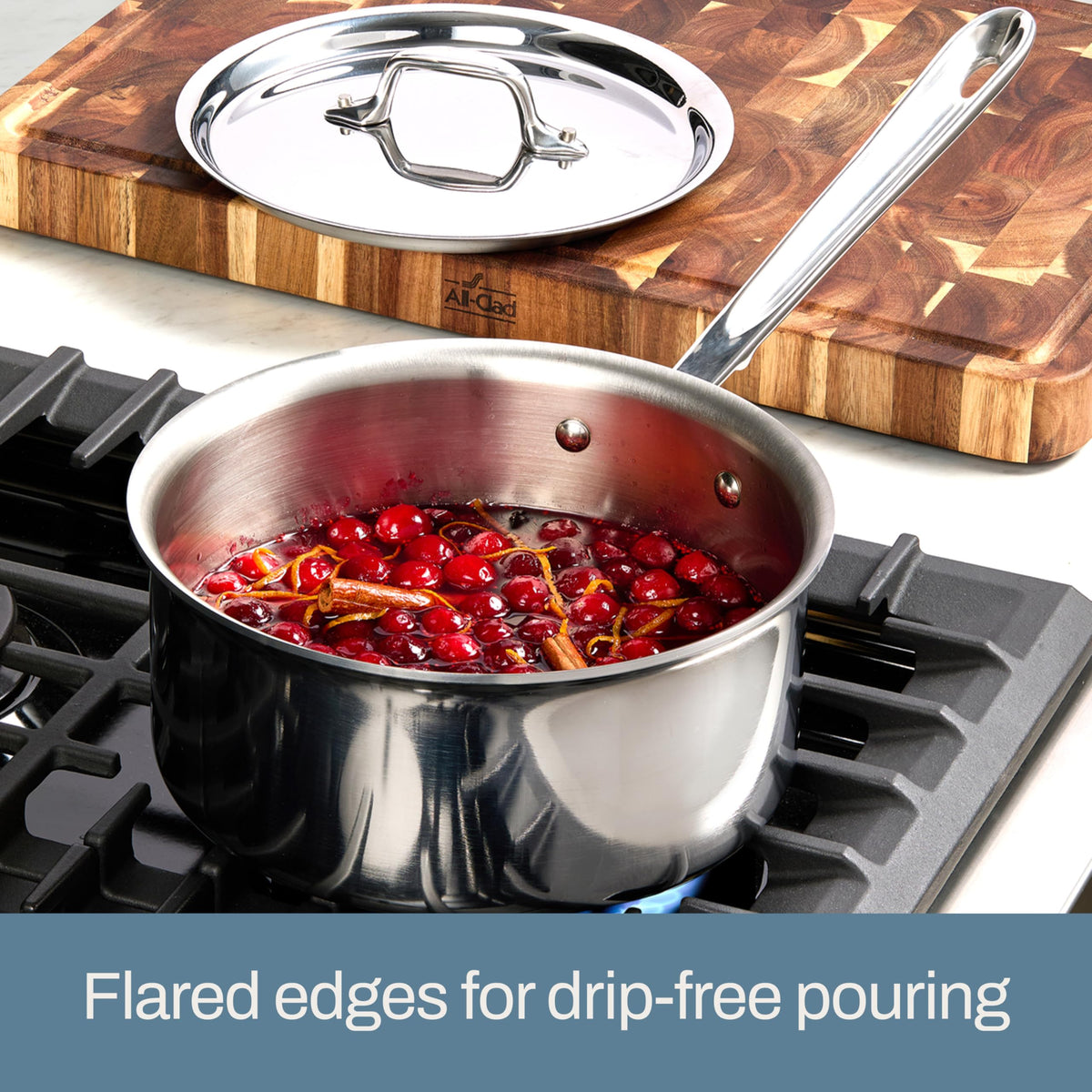 All-Clad D3 stainless 3-quart sauté pan with lid for browning