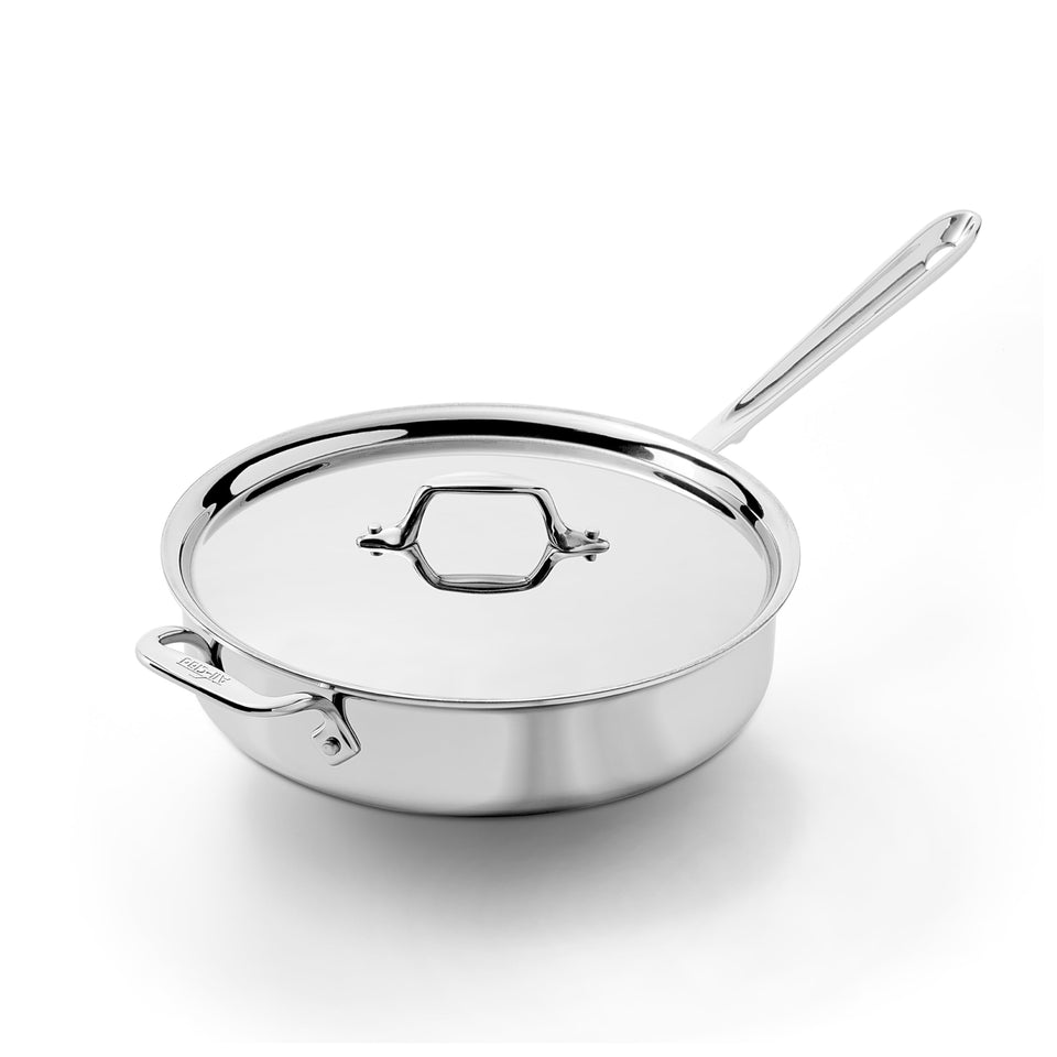 All-Clad D3 stainless 4-quart saute pan with lid for versatile searing and even cooking
