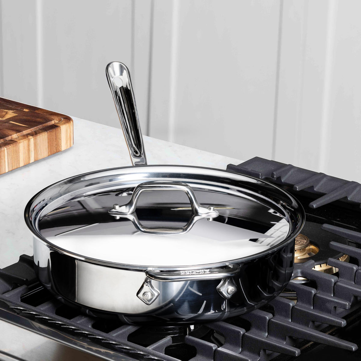 All-Clad D3 stainless with flared edge enables precise, drip-free pouring