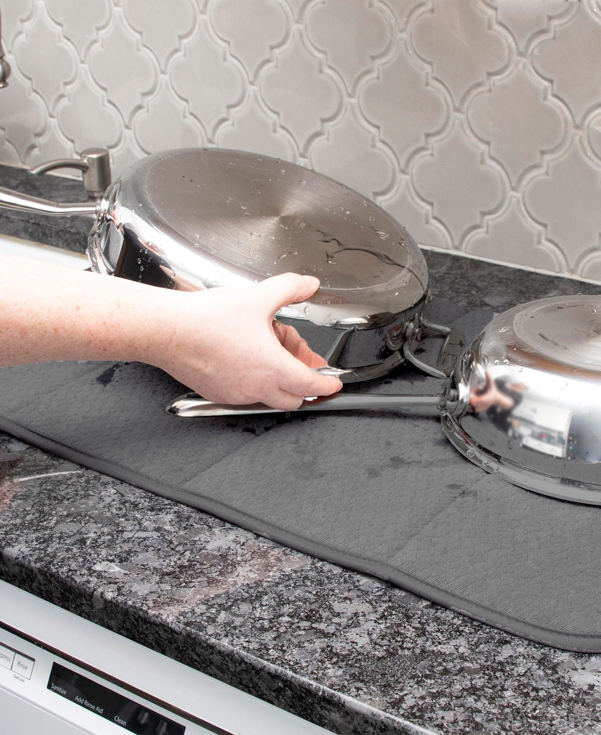 All-Clad non-slip surface keeps dishes secure during drying.