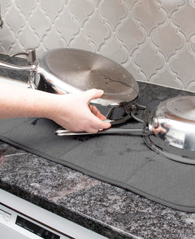 All-Clad non-slip surface keeps dishes secure during drying.
