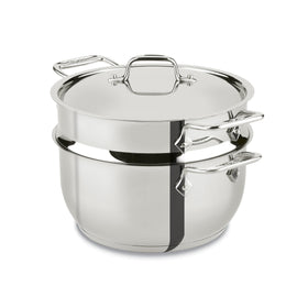 All-Clad E414S564 steamer base with heavy-gauge construction for durability.