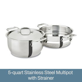 All-Clad E414S564 perforated insert for efficient steam circulation.