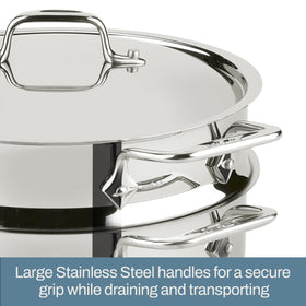 All-Clad E414S564 mirror-polished finish adds sleek kitchen style.