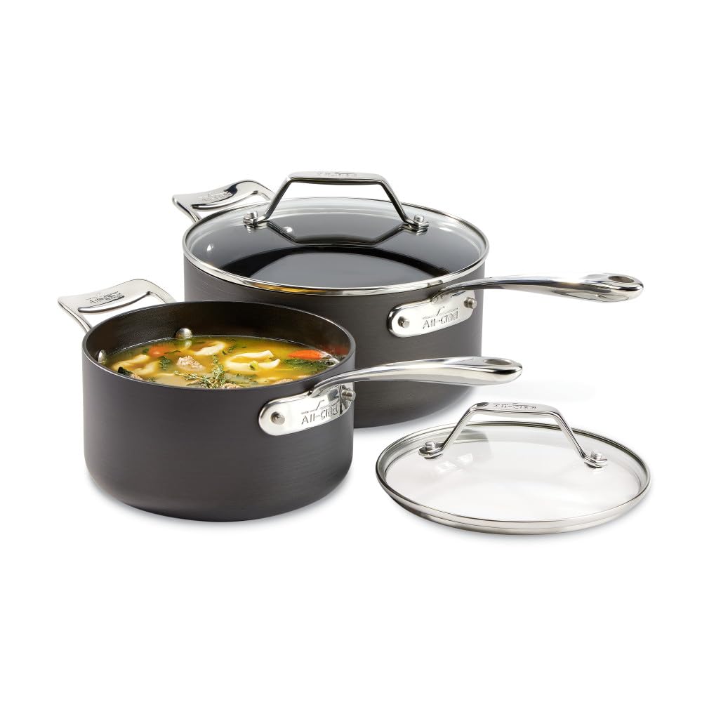 All-Clad Essentials 2.5-quart sauce pan with lid for simmering sauces