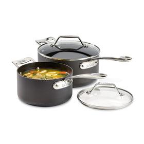 All-Clad Essentials 2.5-quart sauce pan with lid for simmering sauces