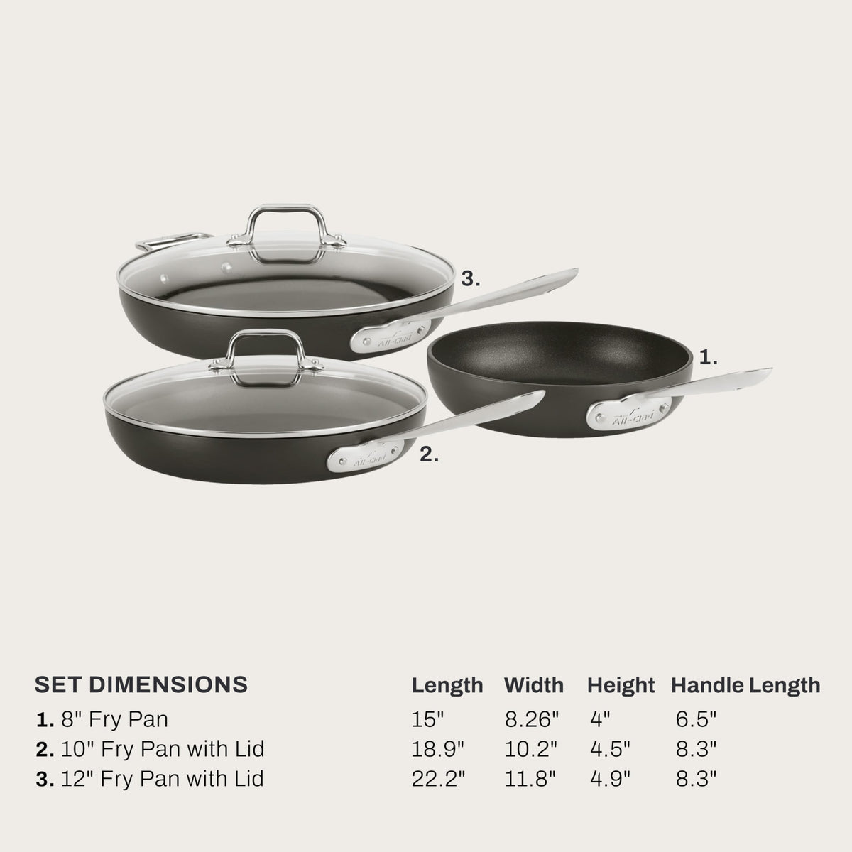 All-Clad HA1 10-inch fry pan with lid ideal for sauces and searing.