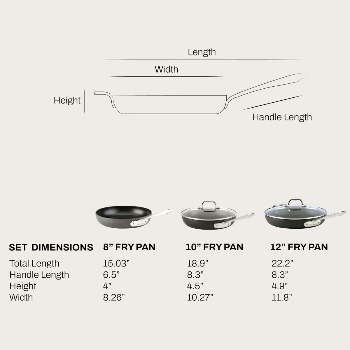 All-Clad HA1 12-inch fry pan with lid for large portions and family meals.