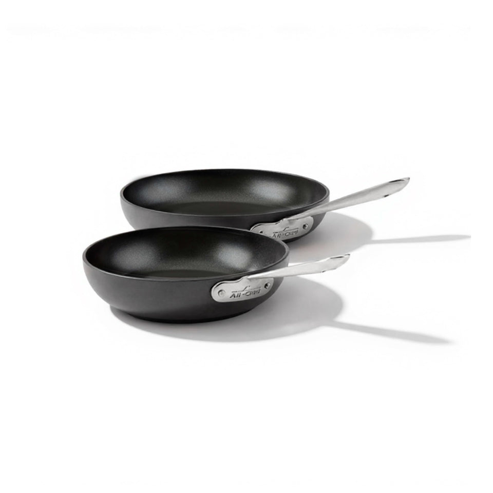 All-Clad HA1 8-inch fry pan for quick browning and easy release.