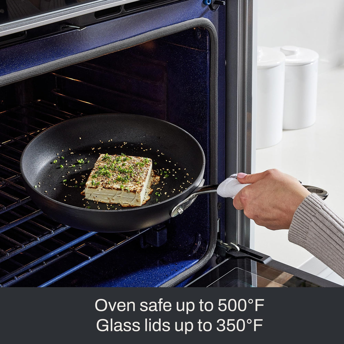 Oven-safe up to 500°F for finishing dishes in the oven.