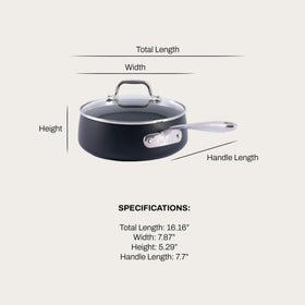 Side profile of All-Clad HA1 Expert saucepan showing sturdy construction.