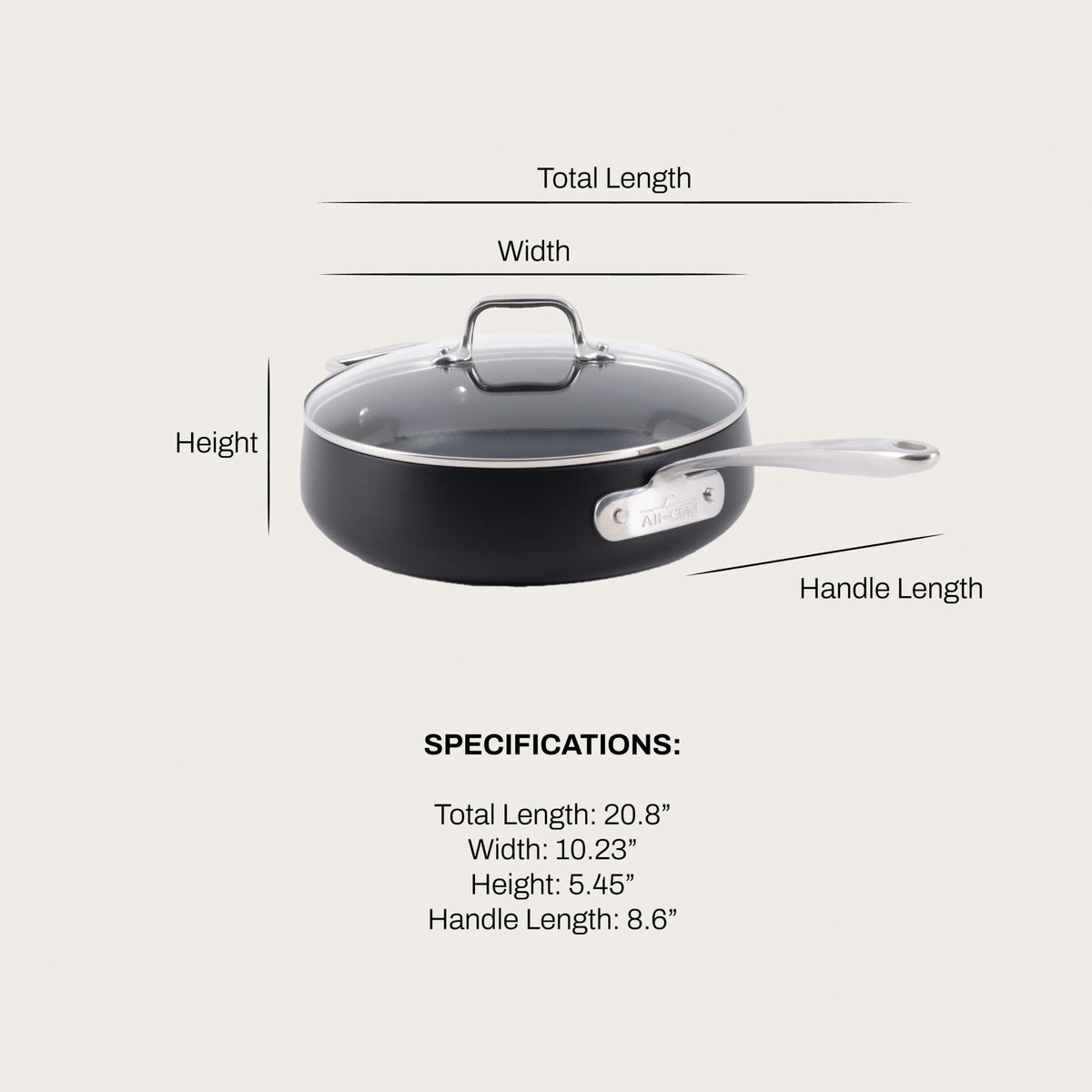 HA1 Expert hard anodized surface for easy browning and cleanup.