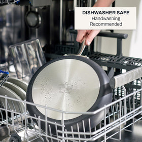 All-Clad HA1 fry pan oven-safe up to 500°F for finishing dishes.