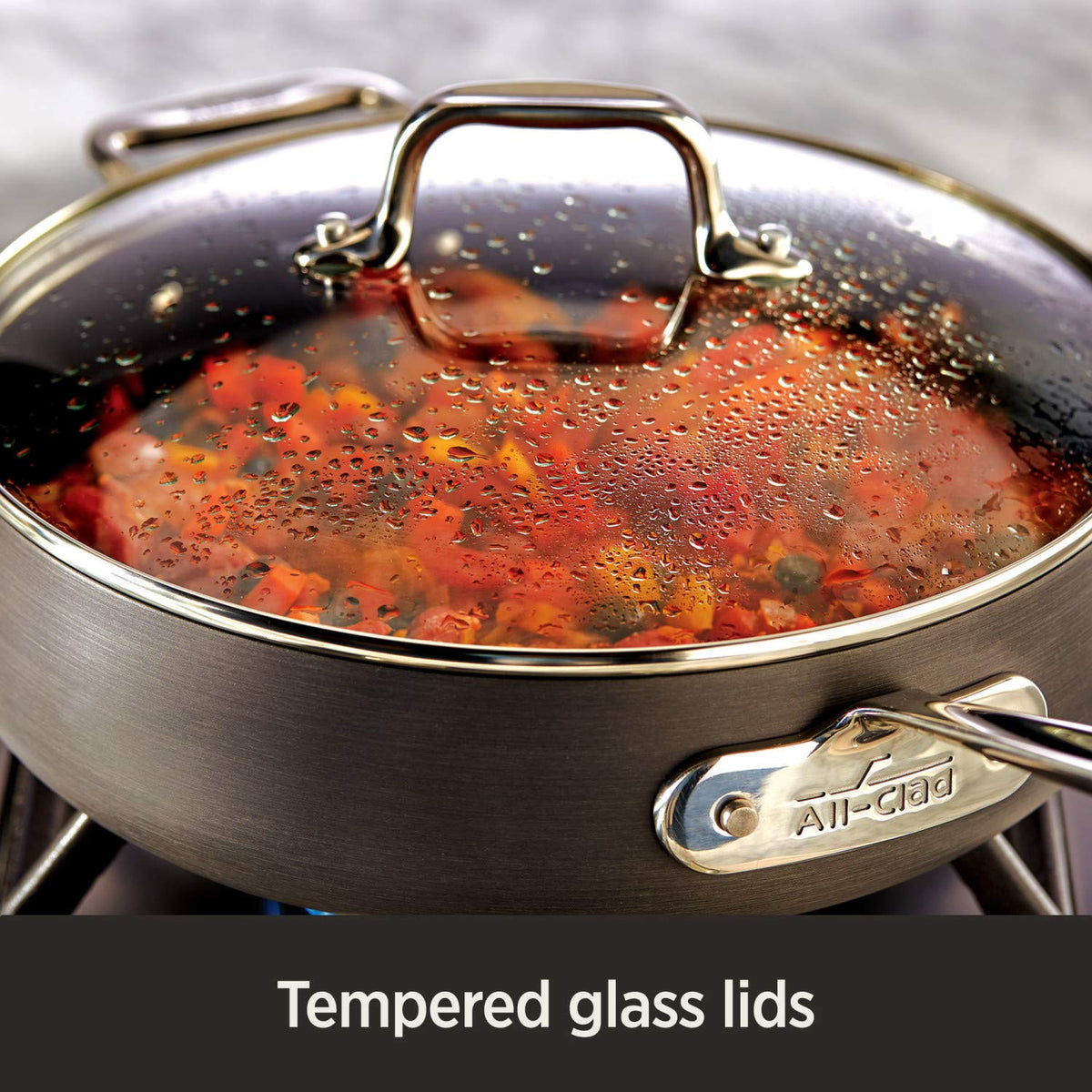 All-Clad HA1 stainless-steel riveted handle for comfortable grip