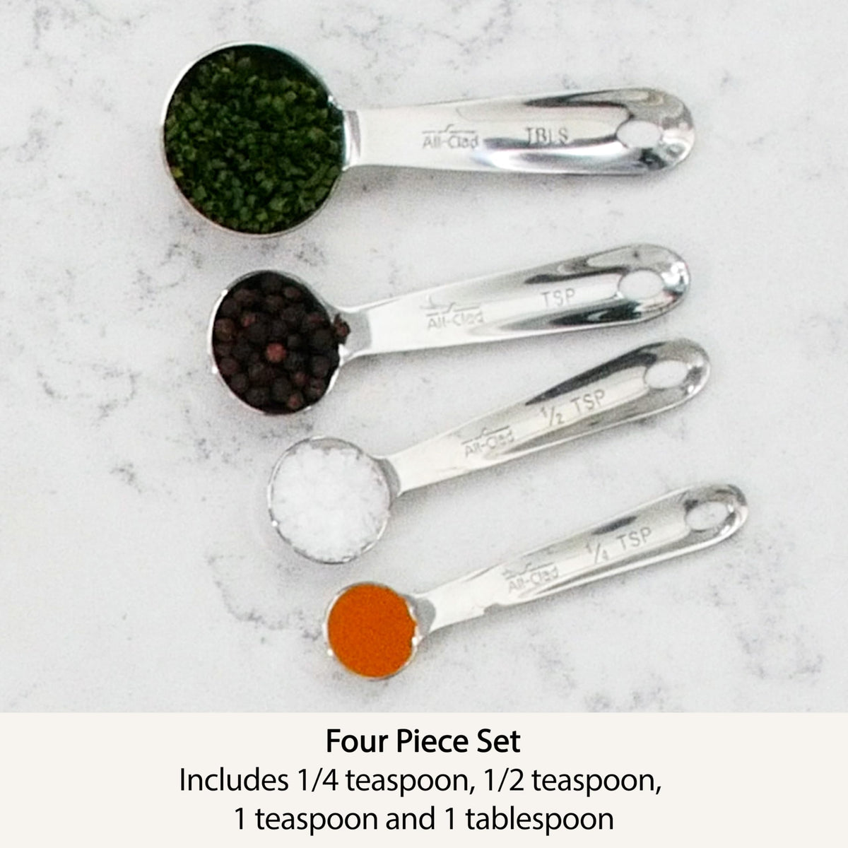 All-Clad teaspoon spoon with curved handle for easy grip