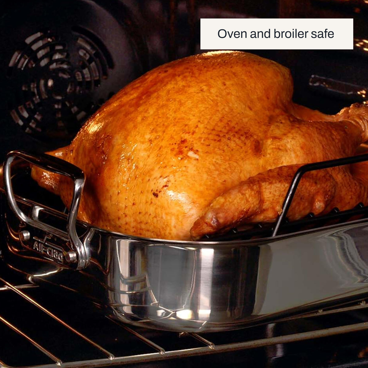 All-Clad polished stainless-steel finish resists sticking and keeps a premium look.