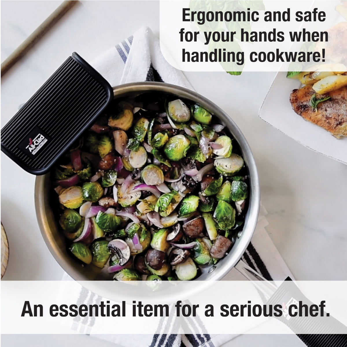 All-Clad pot holder grip offers up to 500 F heat protection for safe handling